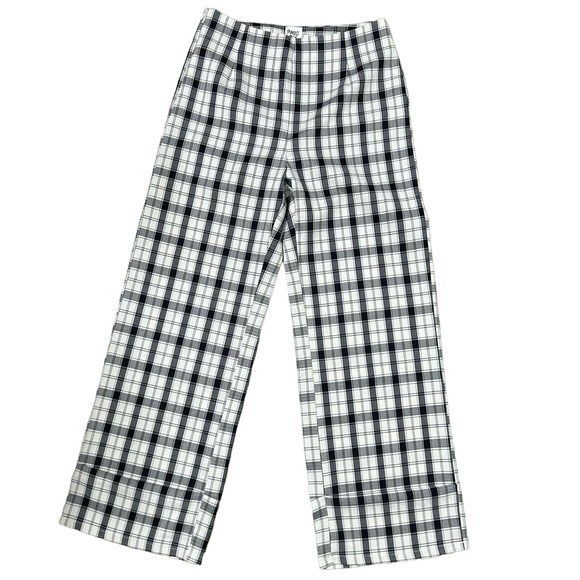 Princess Polly Womens Pants Size 6 Checkered Wide Leg High Rise - Picture 1 of 12